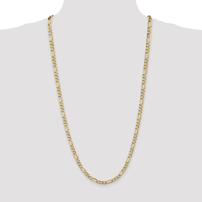 Solid 14K Yellow Gold 30 inch 5.25mm Flat Figaro with Lobster Clasp Chain Necklace