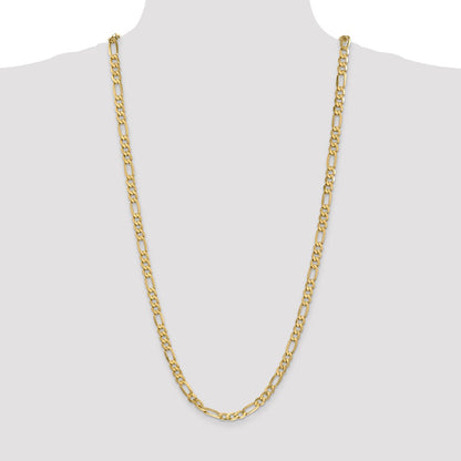 Solid 14K Yellow Gold 30 inch 6.25mm Flat Figaro with Lobster Clasp Chain Necklace
