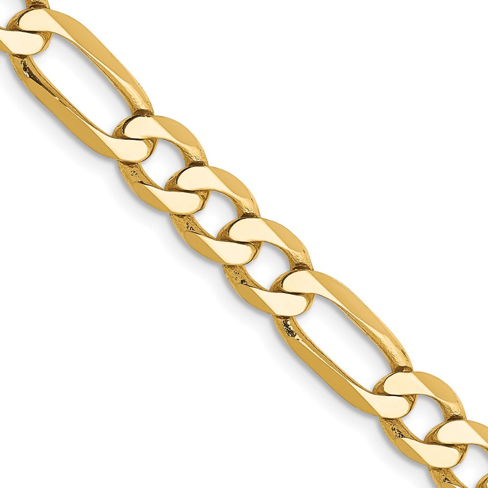 Solid 14K Yellow Gold 30 inch 6.25mm Flat Figaro with Lobster Clasp Chain Necklace