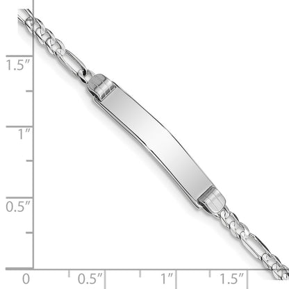 Solid 14K White Gold Figaro Link ID Bracelet