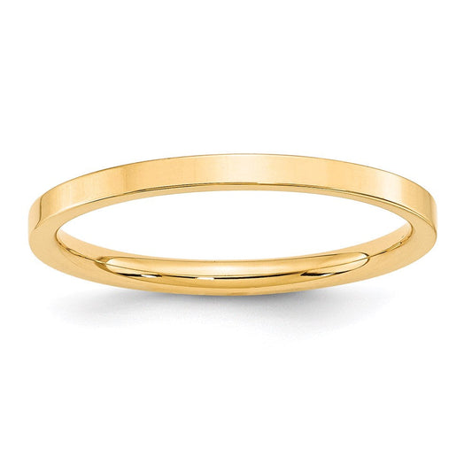 Solid 14K Yellow Gold 2mm Standard Flat Comfort Fit Men's/Women's Wedding Band Ring Size 4.5