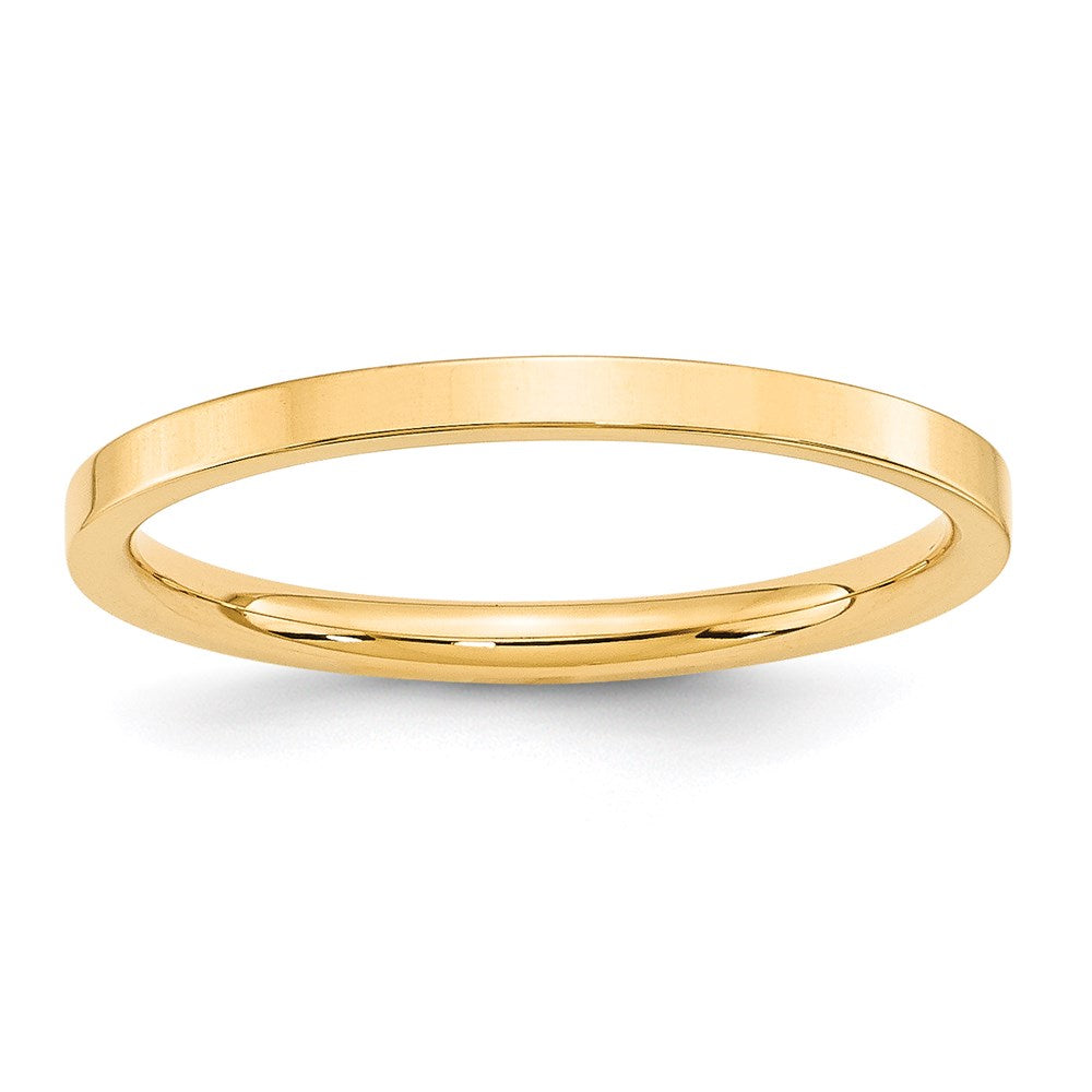 Solid 14K Yellow Gold 2mm Standard Flat Comfort Fit Men's/Women's Wedding Band Ring Size 6.5