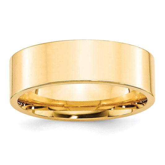 Solid 14K Yellow Gold 7mm Standard Flat Comfort Fit Men's/Women's Wedding Band Ring Size 5.5