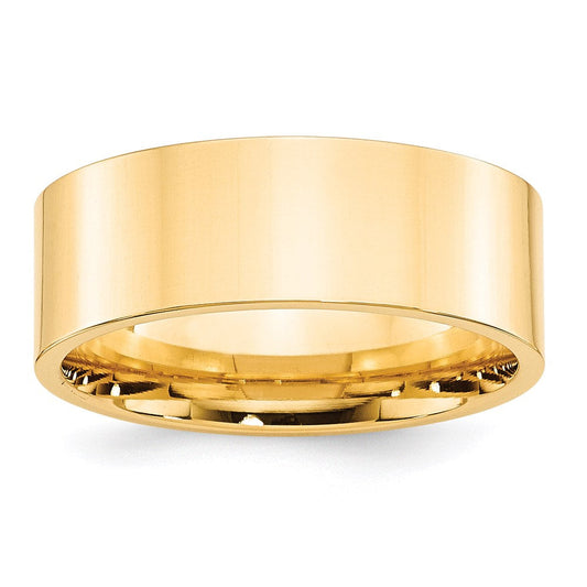 Solid 14K Yellow Gold 8mm Standard Flat Comfort Fit Men's/Women's Wedding Band Ring Size 10.5