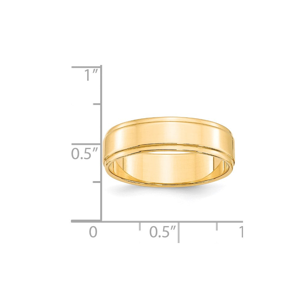 Solid 14K Yellow Gold 6mm Flat with Step Edge Men's/Women's Wedding Band Ring Size 11.5