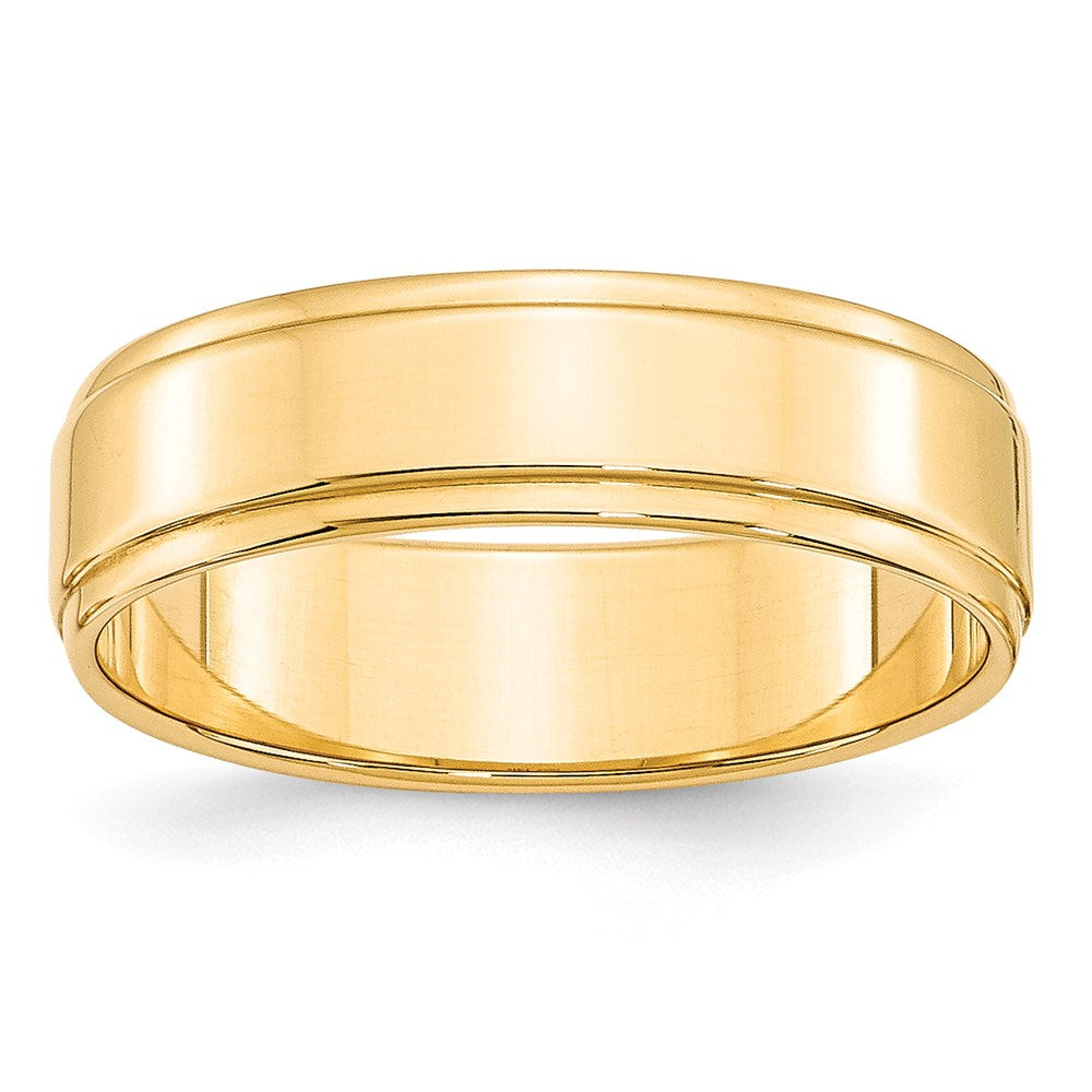 Solid 14K Yellow Gold 6mm Flat with Step Edge Men's/Women's Wedding Band Ring Size 7.5