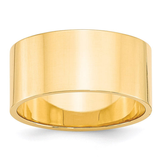 Solid 14K Yellow Gold 10mm Light Weight Flat Men's/Women's Wedding Band Ring Size 9.5