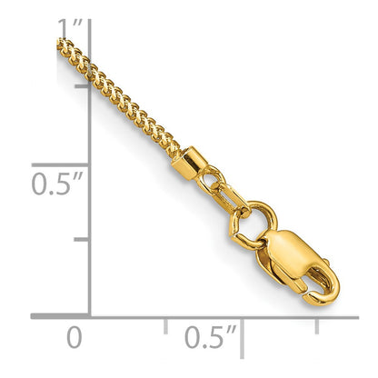 14K Yellow Gold 7 inch .9mm Franco with Lobster Clasp Bracelet