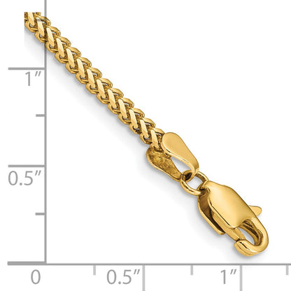 14K Yellow Gold 8 inch 2mm Franco with Lobster Clasp Bracelet