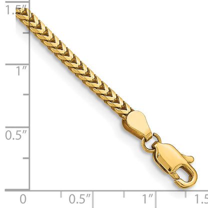 14K Yellow Gold 7 inch 2.5mm Franco with Lobster Clasp Bracelet