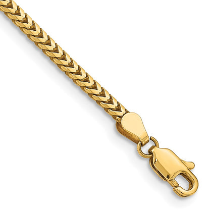 14K Yellow Gold 7 inch 2.5mm Franco with Lobster Clasp Bracelet