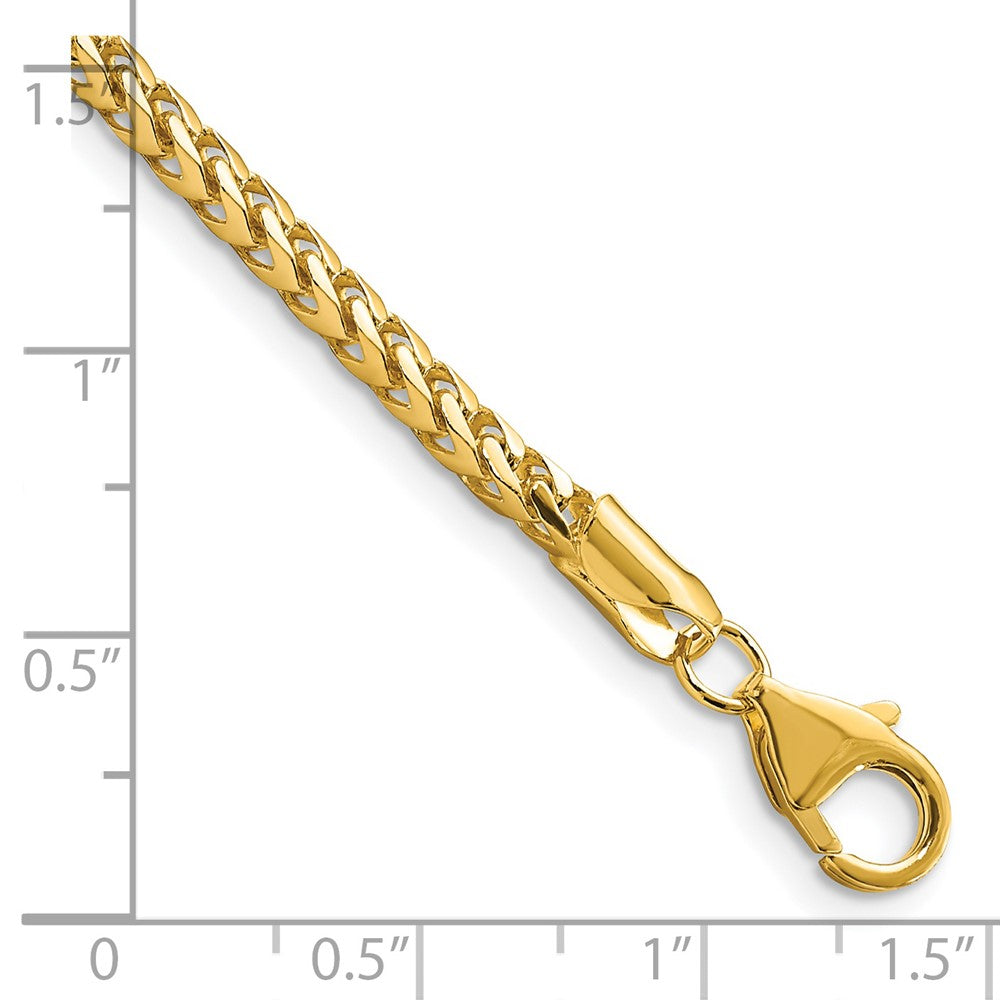 14K Yellow Gold 8 inch 3mm Franco with Fancy Lobster Clasp Bracelet