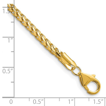 14K Yellow Gold 8 inch 3mm Franco with Fancy Lobster Clasp Bracelet