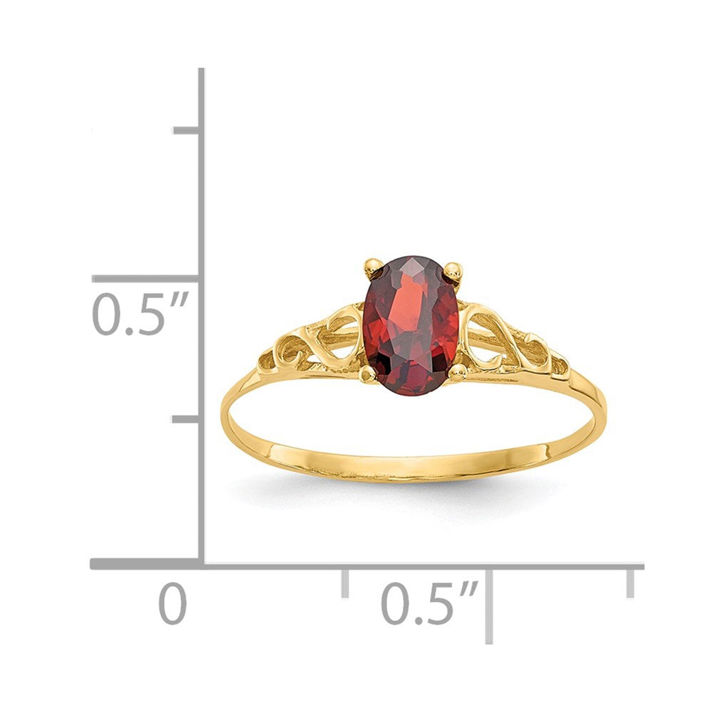 14k yellow gold madi k synthetic garnet ring gk275