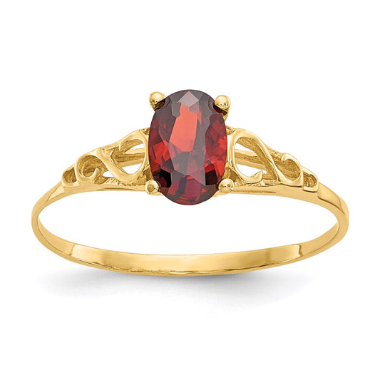 14k yellow gold madi k synthetic garnet ring gk275