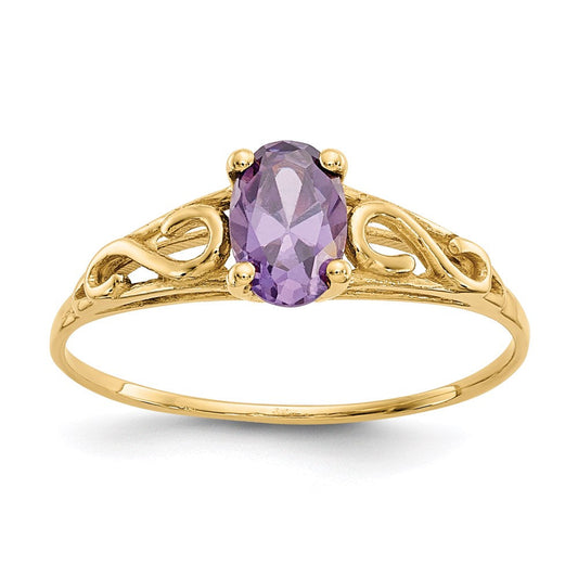 14k yellow gold madi k synthetic amethyst ring gk276