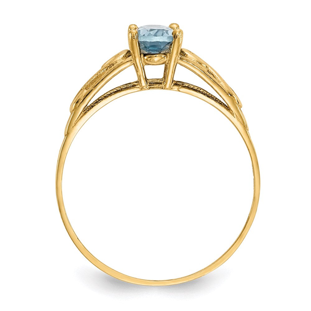 14k yellow gold madi k synthetic aquamarine ring gk277