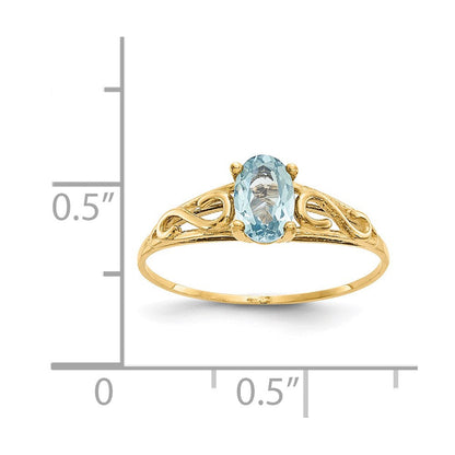 14k yellow gold madi k synthetic aquamarine ring gk277