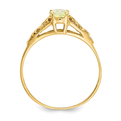 14k yellow gold madi k synthetic peridot ring gk282