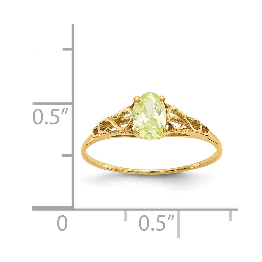 14k yellow gold madi k synthetic peridot ring gk282