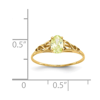 14k yellow gold madi k synthetic peridot ring gk282