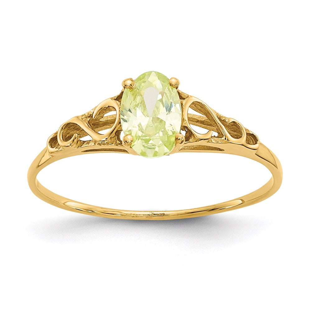 14k yellow gold madi k synthetic peridot ring gk282