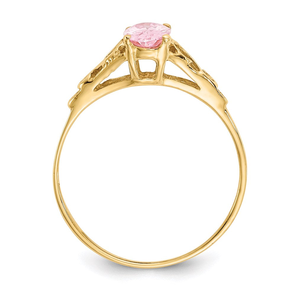 14k yellow gold madi k synthetic rose zircon ring gk284
