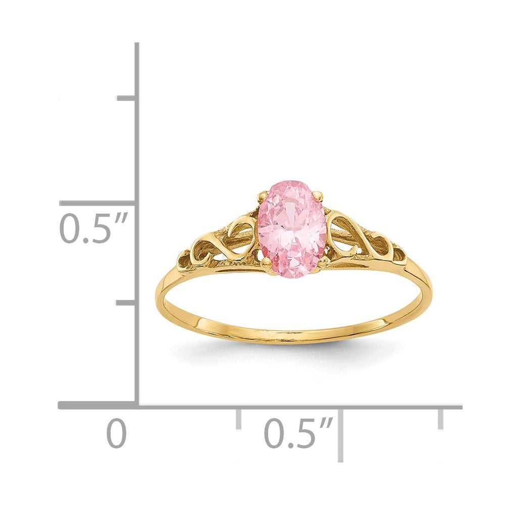 14k yellow gold madi k synthetic rose zircon ring gk284