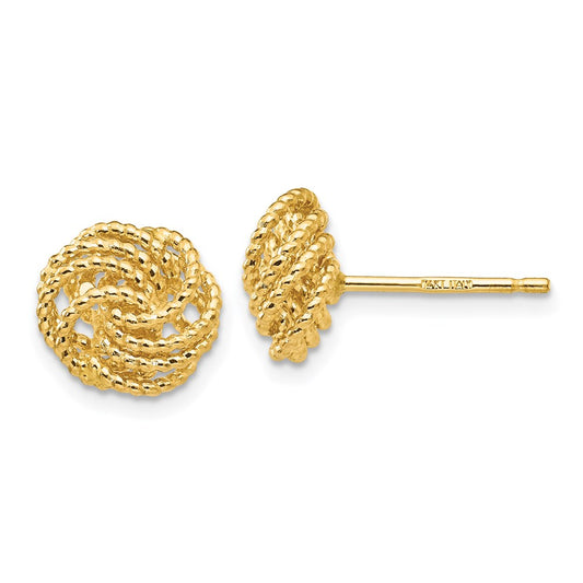 14k Yellow Gold Textured Love Knot Post Earrings