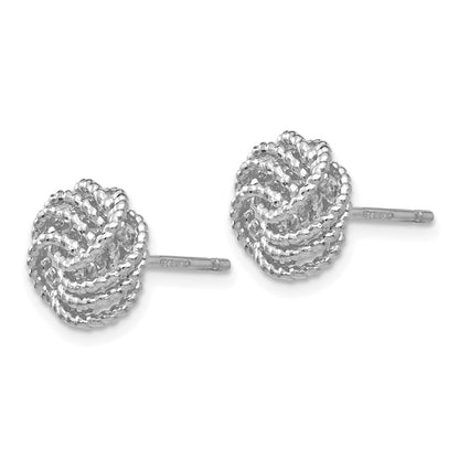 14k White Gold Textured Love Knot Post Earrings