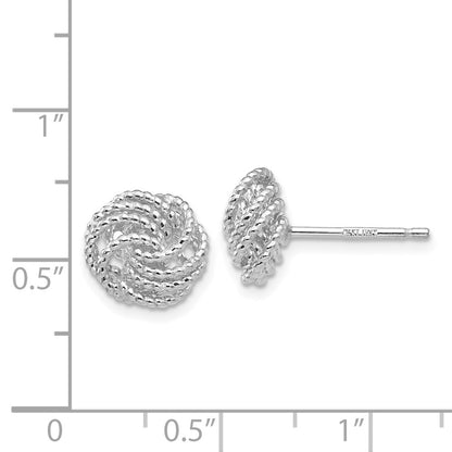 14k White Gold Textured Love Knot Post Earrings