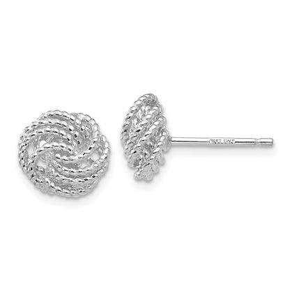 14k White Gold Textured Love Knot Post Earrings