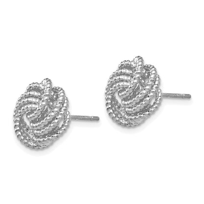 14k White Gold Diamond Cut Love Knot Post Earrings