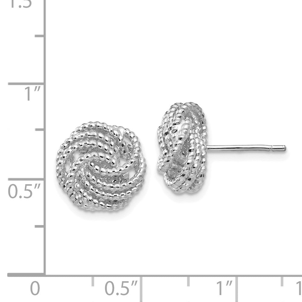 14k White Gold Diamond Cut Love Knot Post Earrings
