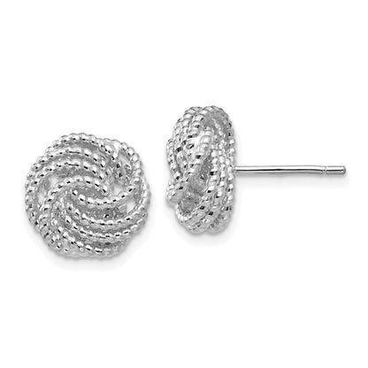 14k White Gold Diamond Cut Love Knot Post Earrings