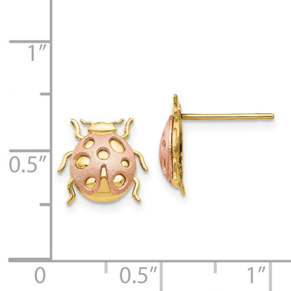 14k Two-tone Gold Two-tone Gold Ladybug Post Earrings