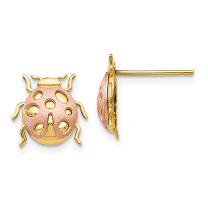14k Two-tone Gold Two-tone Gold Ladybug Post Earrings