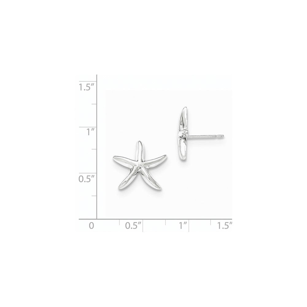 14k White Gold Polished Starfish Post Earrings
