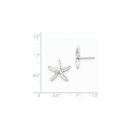 14k White Gold Polished Starfish Post Earrings