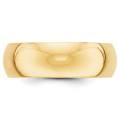 Solid 10K Yellow Gold 7mm Half-Round Wedding Men's/Women's Wedding Band Ring Size 8