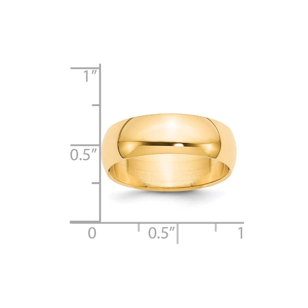 Solid 14K Yellow Gold 7mm Half-Round Wedding Men's/Women's Wedding Band Ring Size 8