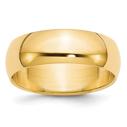 Solid 10K Yellow Gold 7mm Half-Round Wedding Men's/Women's Wedding Band Ring Size 8