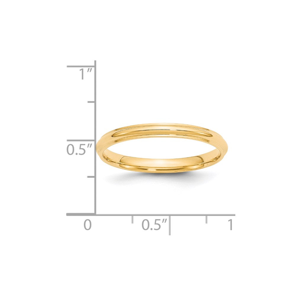 Solid 14K Yellow Gold 2.5mm Half Round with Edge Men's/Women's Wedding Band Ring Size 13.5