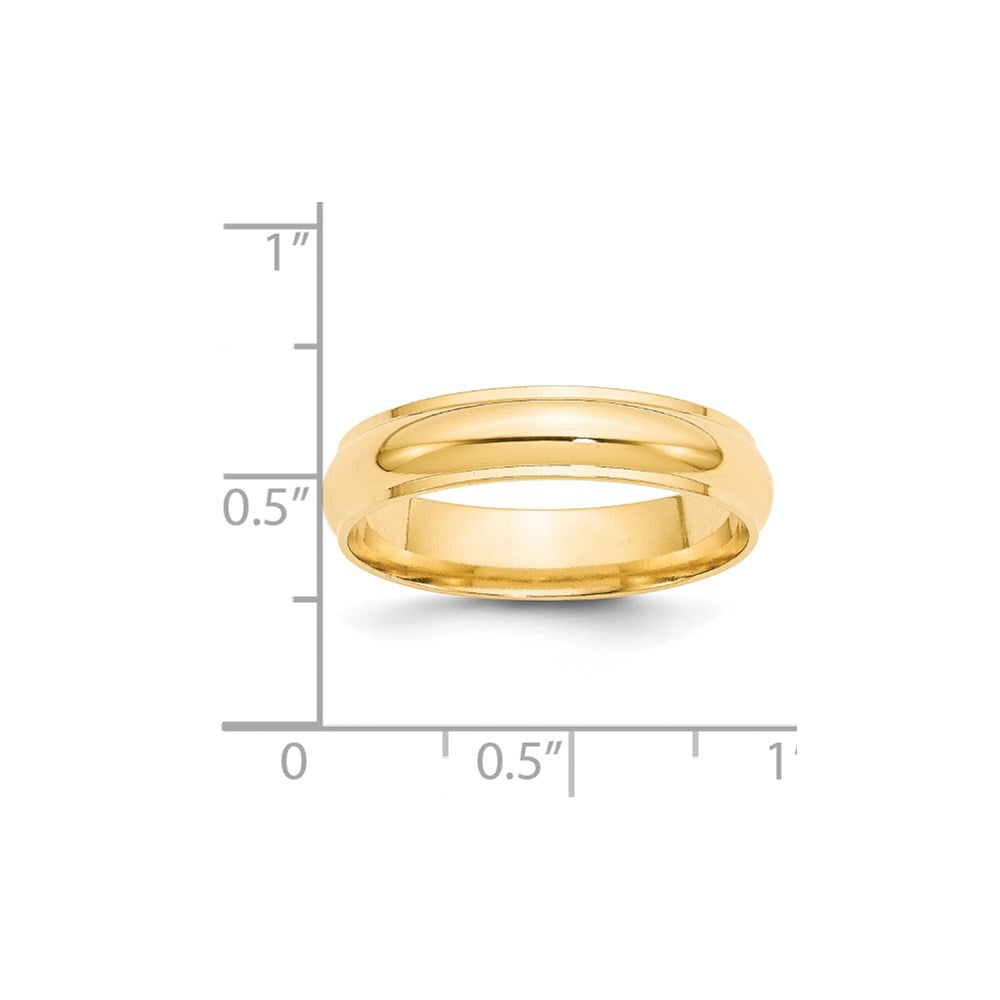 Solid 14K Yellow Gold 5mm Half Round with Edge Men's/Women's Wedding Band Ring Size 7.5