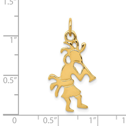 14k Yellow Gold Polished 3-Dimensional Kokopelli Charm