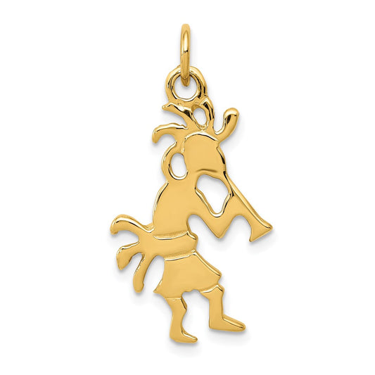 14k Yellow Gold Polished 3-Dimensional Kokopelli Charm