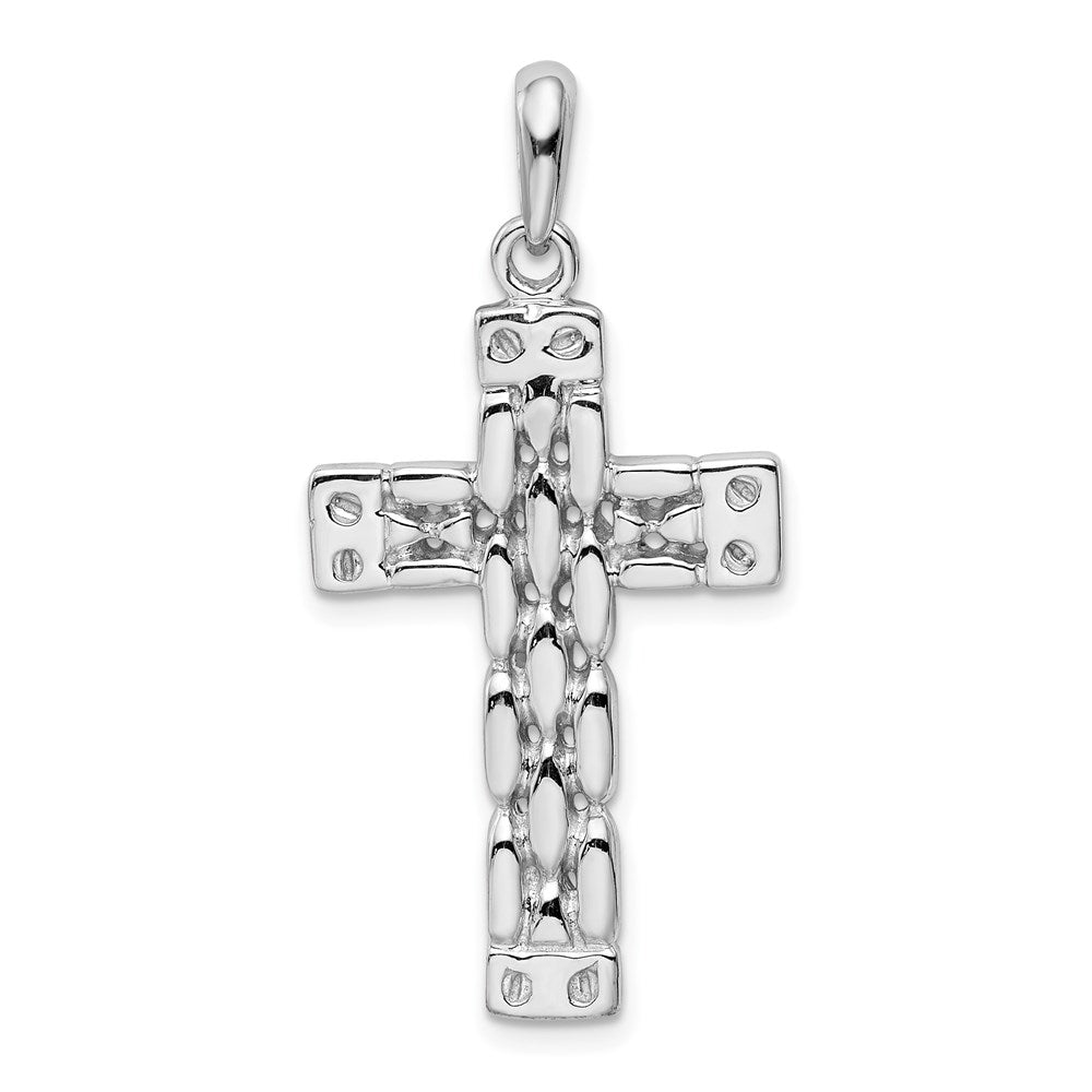 14k White Gold Panther Link Style Cross Pendant