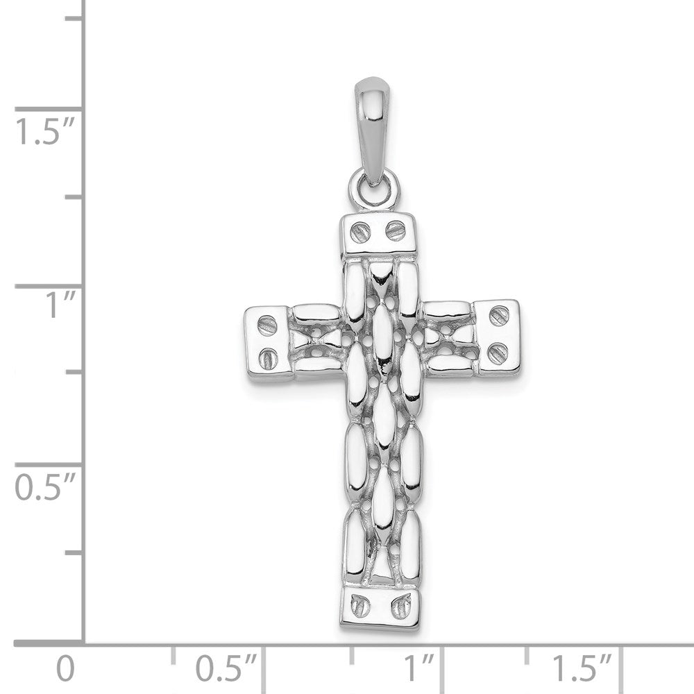 14k White Gold Panther Link Style Cross Pendant