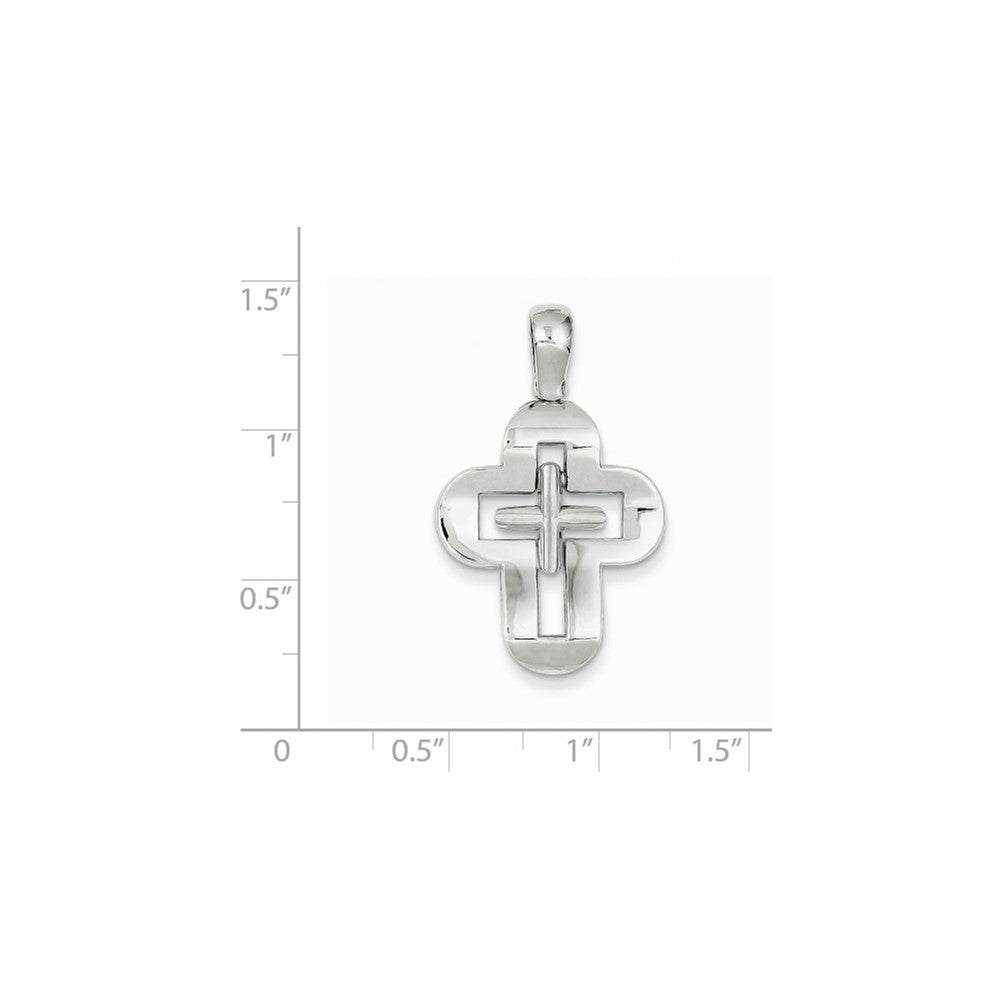 14k White Gold Solid Cross Pendant