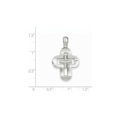 14k White Gold Solid Cross Pendant